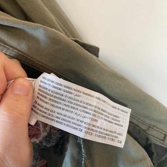 Abercrombie & Fitch Floral Embroidered Olive Green Jacket Size Small - Picture 6 of 7